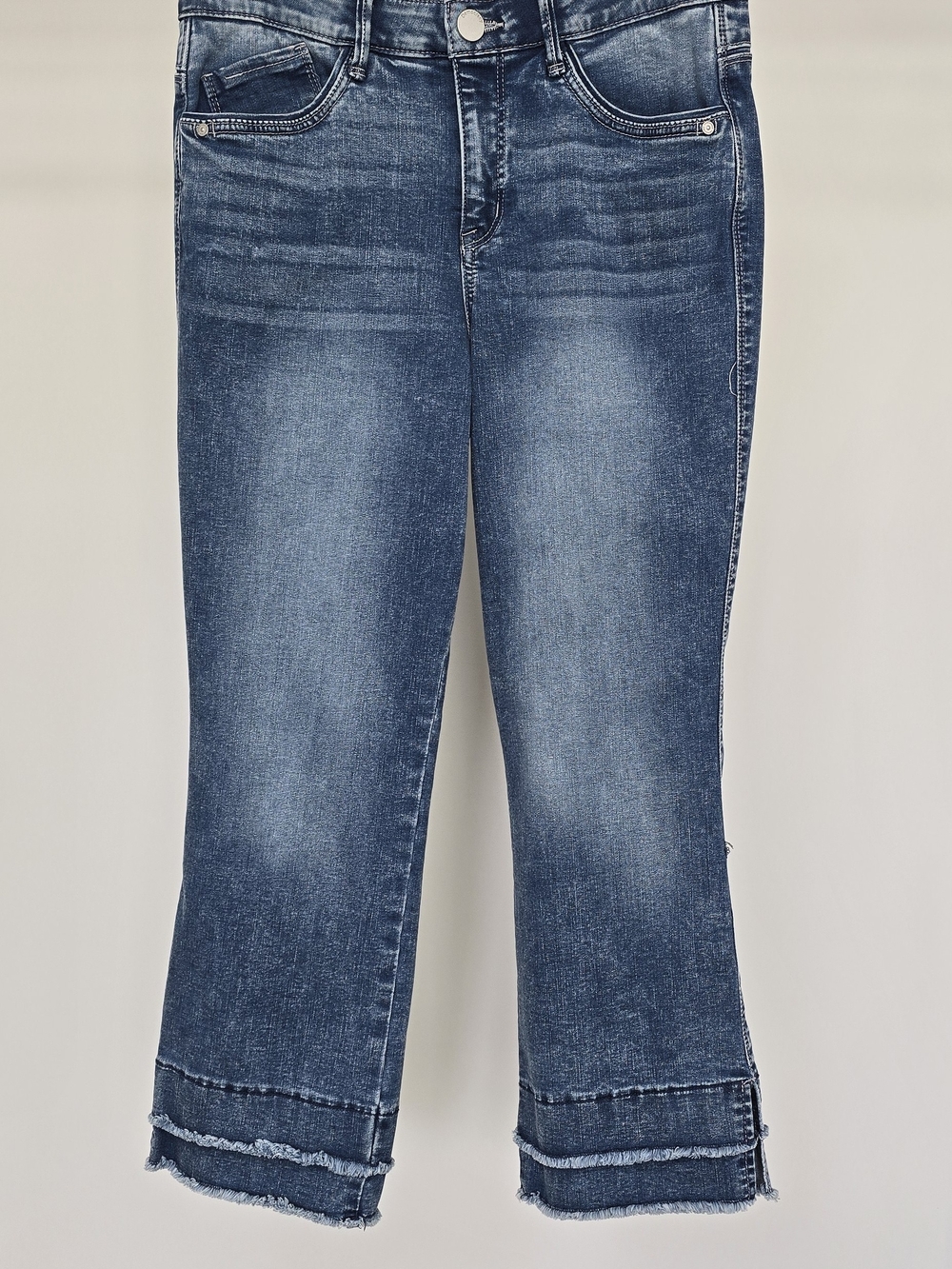 Democracy Medium Blue Cropped Flare Jeans
